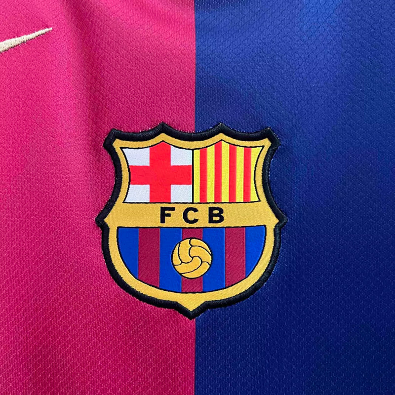 Camisa Barcelona I Home Nike Torcedor 2024/25 Masculino Azul e Grená