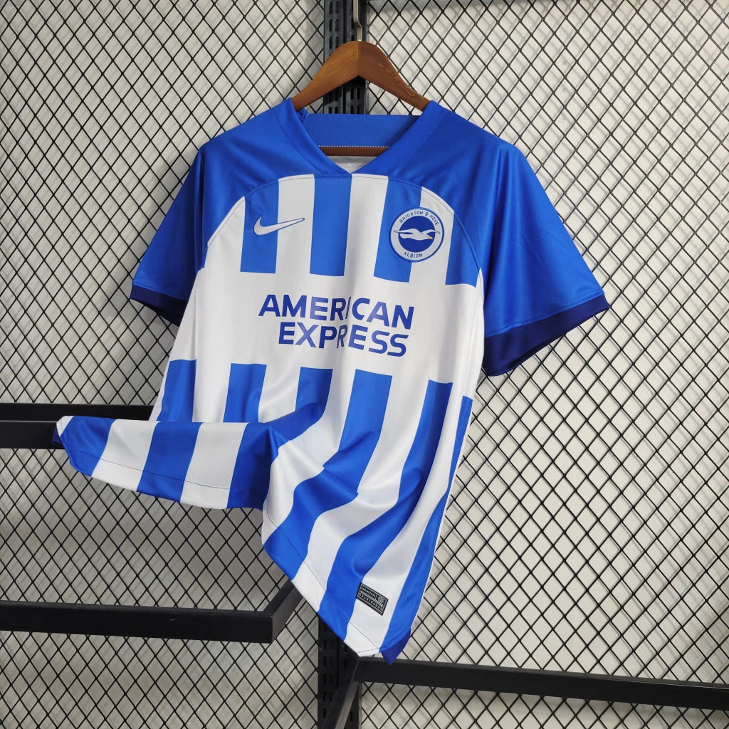 Camisa Brighton I Home 2023/24 Nike Torcedor Masculino Branco e Azul