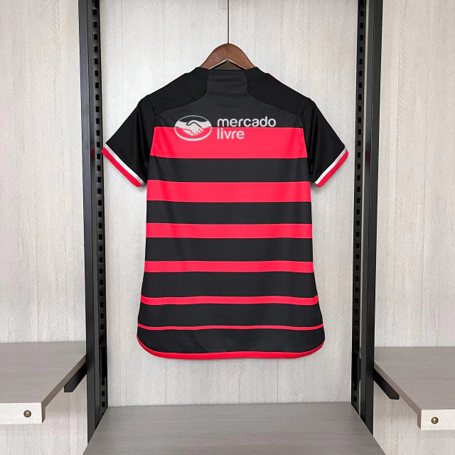 Camisa Flamengo Home 24/25 s/n° Torcedor Feminina - Preto e vermelho