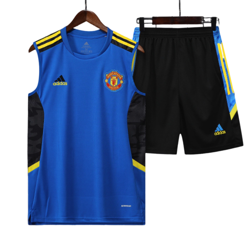 Conjunto Regata Manchester United 21/22 Adidas - Azul+Preto+Amarelo