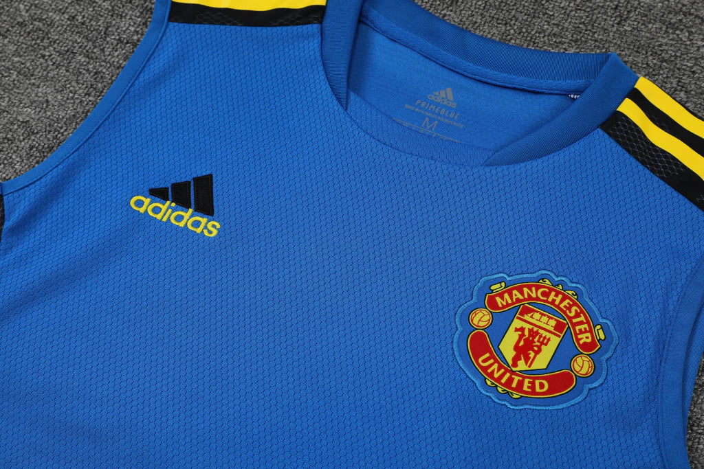 Conjunto Regata Manchester United 21/22 Adidas - Azul+Preto+Amarelo