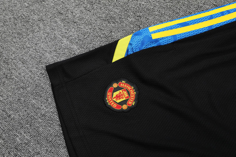 Conjunto Regata Manchester United 21/22 Adidas - Azul+Preto+Amarelo