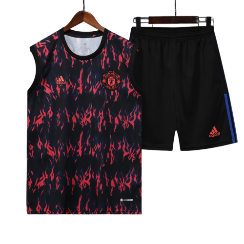 Conjunto Regata Manchester United Flames 21/22 Adidas - Preto