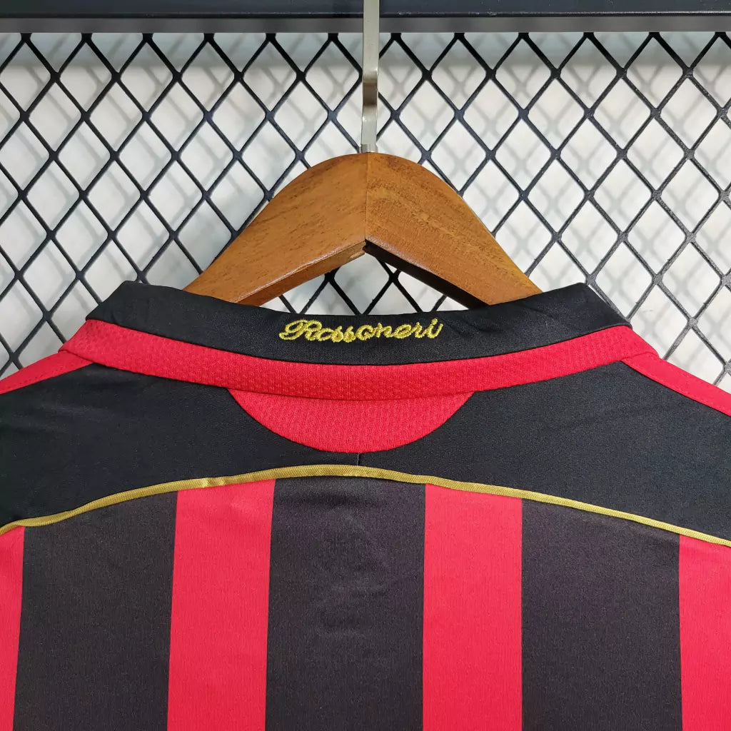 Camisa Retrô Milan I Home Adidas 2006/07 Masculino Manga Longa Vermelho e Preto