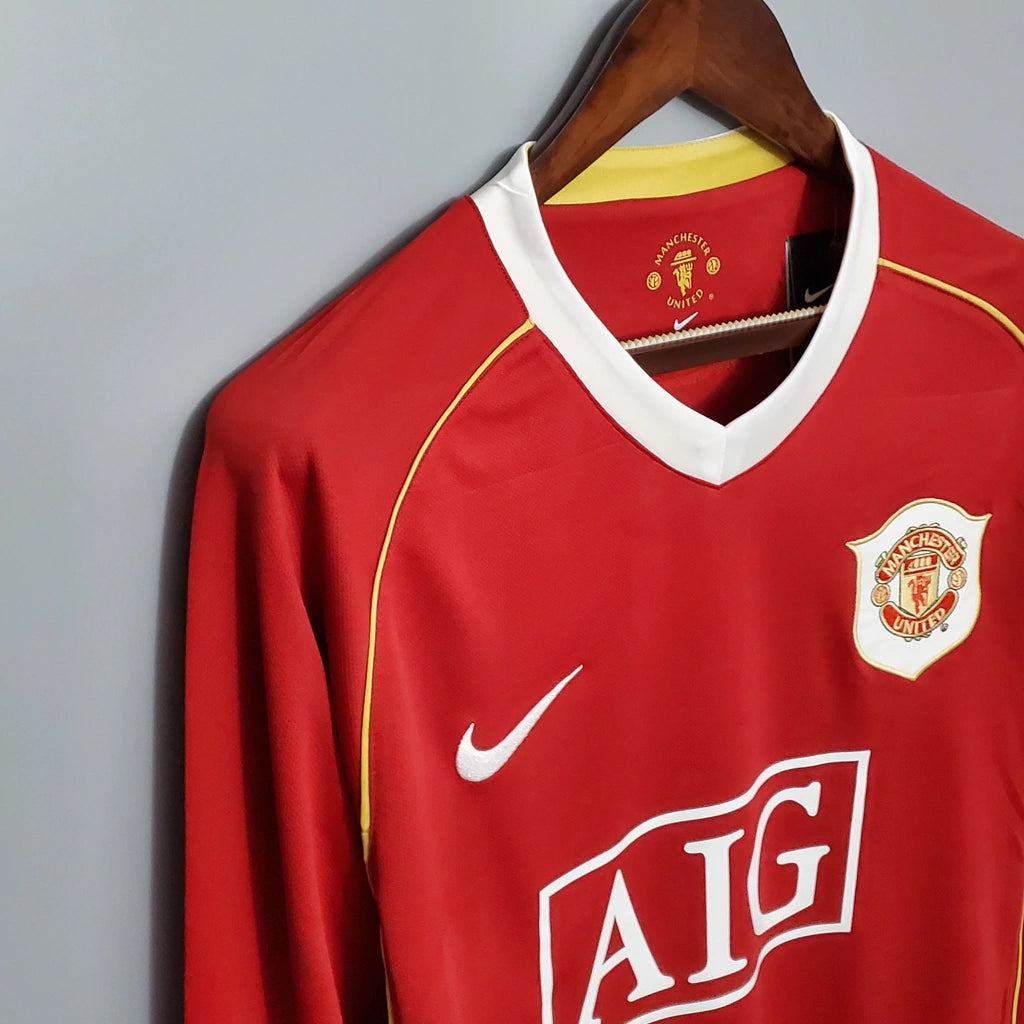 Camisa Retrô Manchester United Manga Longa Nike 2006/07 Masculino Vermelho