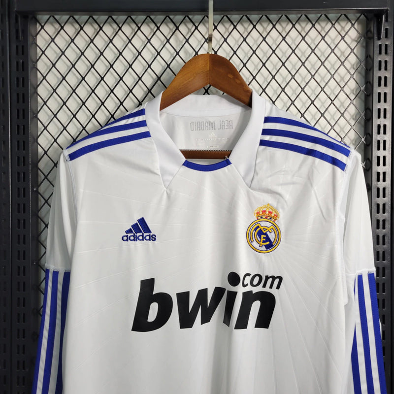 Camisa Retrô Real Madrid I Home 2010/11 Adidas Manga Longa Masculina - Branco