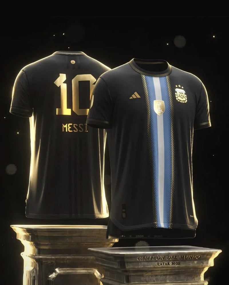 Camisa Argentina Edição Especial Campeão do Mundo Golden - Preto