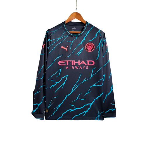 Camisa Manchester City II Away 2023/24 Adidas (Manga longa) Preta