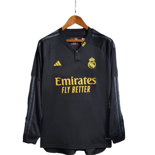 Camisa Real Madrid Away Manga Longa 23/24 Adidas Torcedor Masculina - Preto
