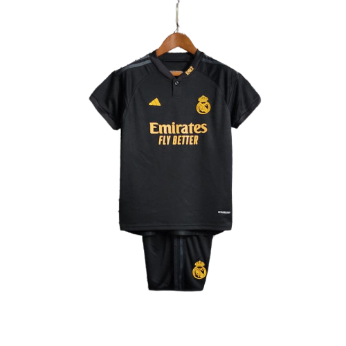 Kit Infantil Real madrid Away 23/24 - Adidas- Preta