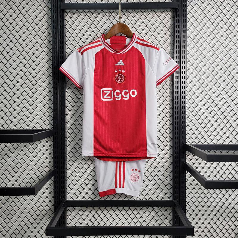 Kit Infantil Ajax Home 23/24 - Adidas - Branco - Vermelho