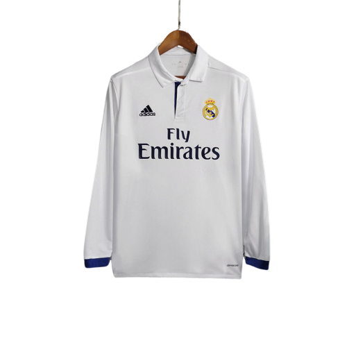 Camisa Retrô Real Madrid Manga Longa Adidas 2016/17 Masculino Branco