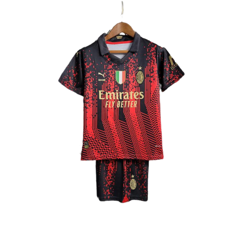 Kit Infantil Milan Away 23/24 - Puma - Preto e Vermelho