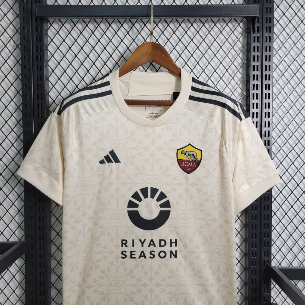 Camisa Roma Away Adidas Torcedor 23/24 Masculino - Off White Branco