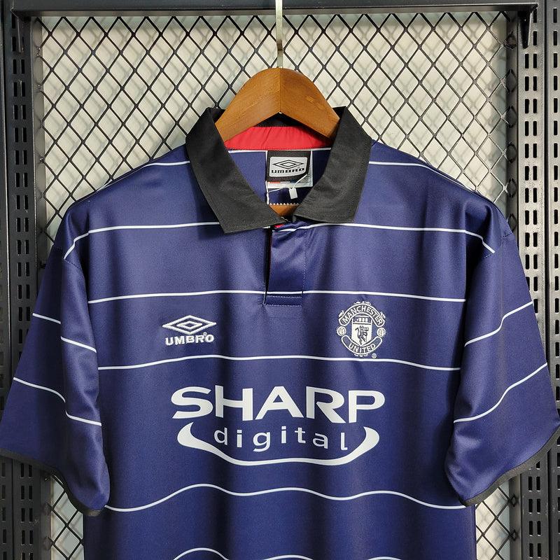 Camisa Retrô Manchester United Away Azul Umbro 1999/00 Masculino Azul