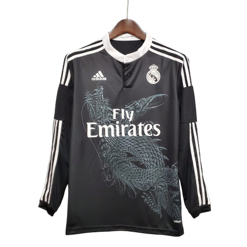 Camisa Retrô Real Madrid Manga Longa III Third Adidas 2014/15 Masculino Preto