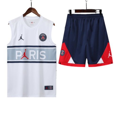 Conjunto Regata PSG 22/23 Jordan - Branco+Cinza+Azul