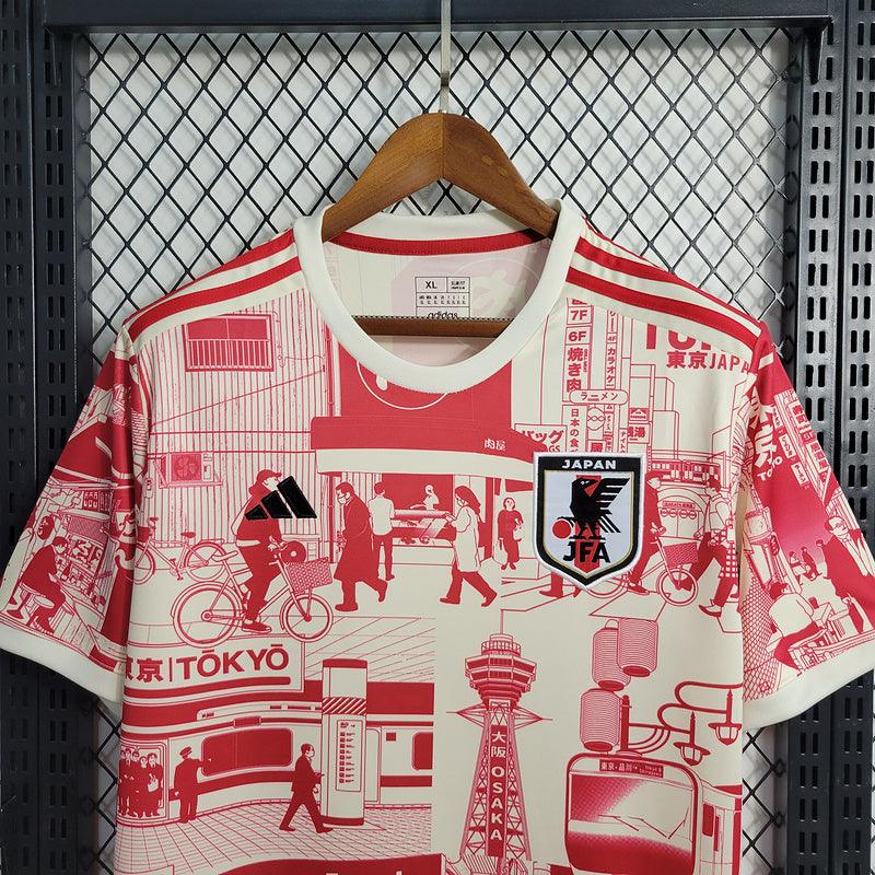 Camisa Japão Adidas torcedor 2023/24 edição especial Masculino Vermelho e Branco