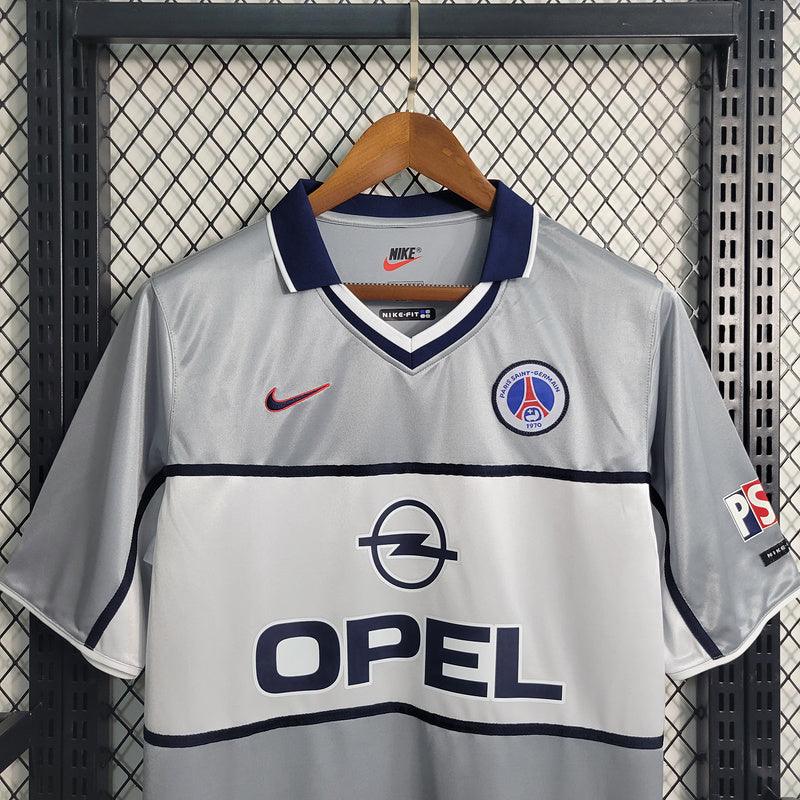 Camisa Retrô PSG Away Nike 2000/01 Masculino Cinza e Branco