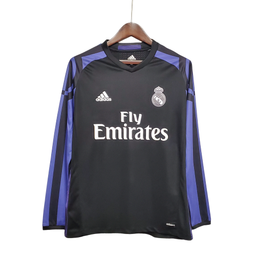 Camisa Real Madrid Third III 2016/17 Adidas Retrô Manga Longa - Preto