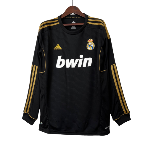 Camisa II Adidas Real Madrid I 11/12 - Retrô Manga Longa- Preto