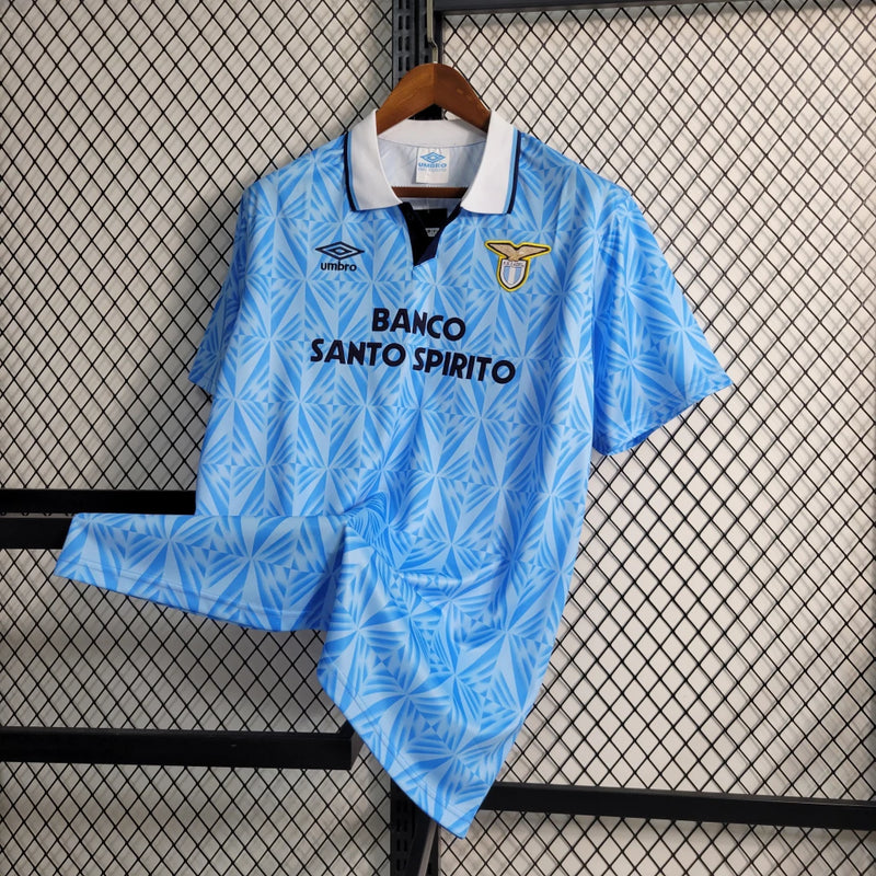 Camisa Retrô Lazio Umbro 1991/92 Masculino Branco e Azul