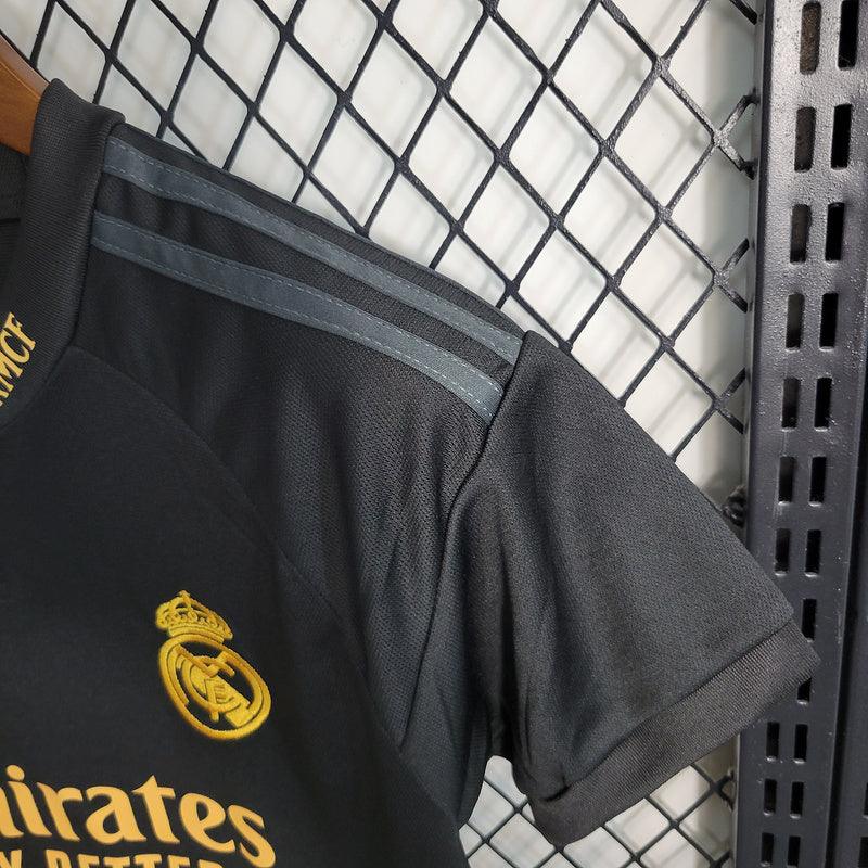 Kit Infantil Real madrid Away 23/24 - Adidas- Preta