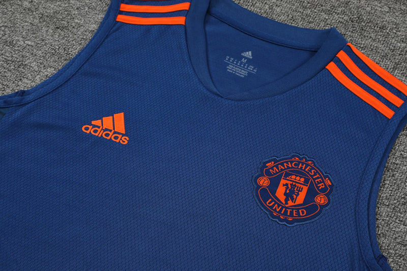 Conjunto Regata Manchester United 22/23 Adidas - Azul+Laranja