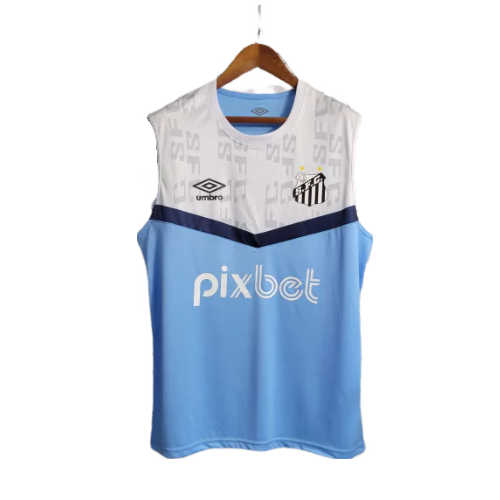 Camisa Santos Umbro Regata Treino 23/24 Torcedor Masculina - Azul e Branco