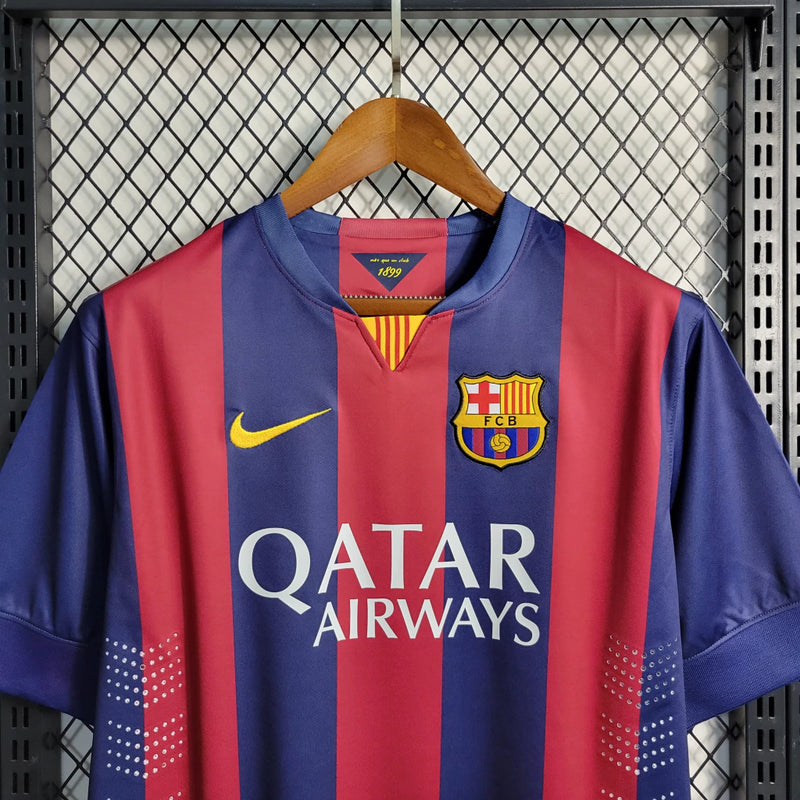 Camisa Retro Barcelona I Home Nike 2014/15 Masculino Azul e Grená