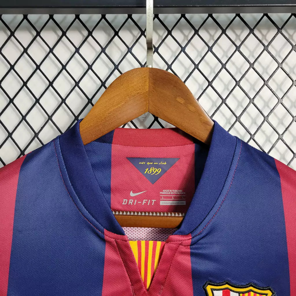 Camisa Retro Barcelona Nike Manga Longa 2014/15 Masculino Azul e Grená