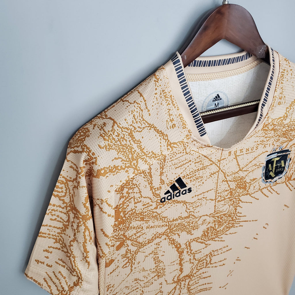 Camisa Argentina Edição Especial 200 Anos Independência Messi - Masculino - Dourada