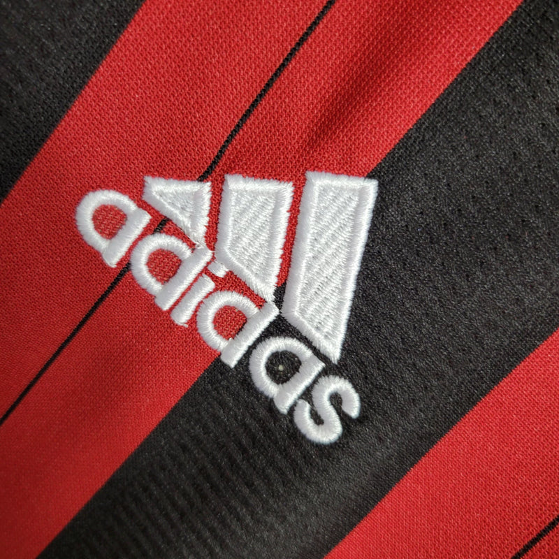 Camisa Retrô Milan I Adidas 2013/14 Manga Longa Vermelho e Preto