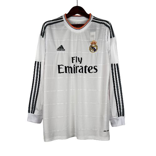 Camisa Retrô Real Madrid Manga Longa I Adidas Home 2013/14 Masculino Branco