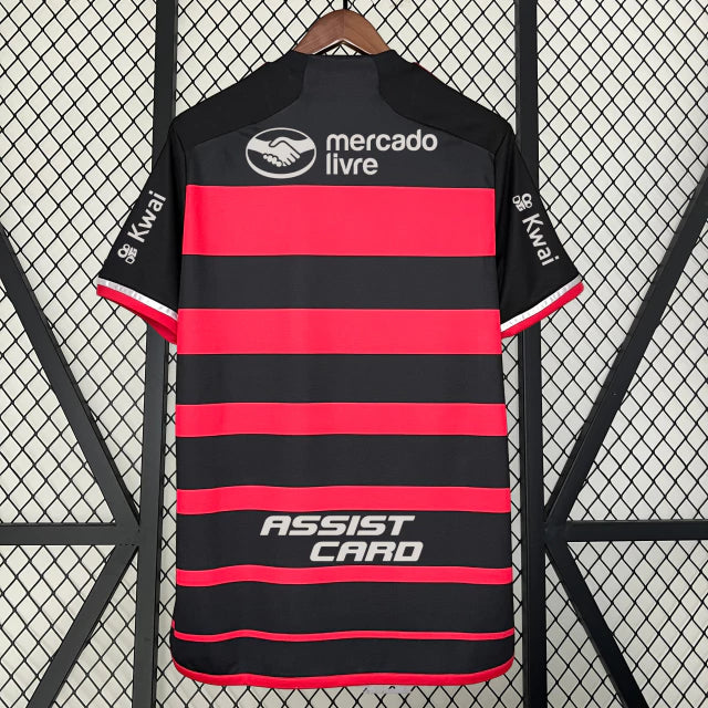 Camisa Flamengo I 2024/25 Todos Os Patrocínios Torcedor Adidas Masculina Vermelho e preto