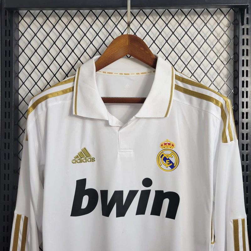 Camisa Retrô Real Madrid Manga Longa I Home Adidas 2011/12 Masculino Branco