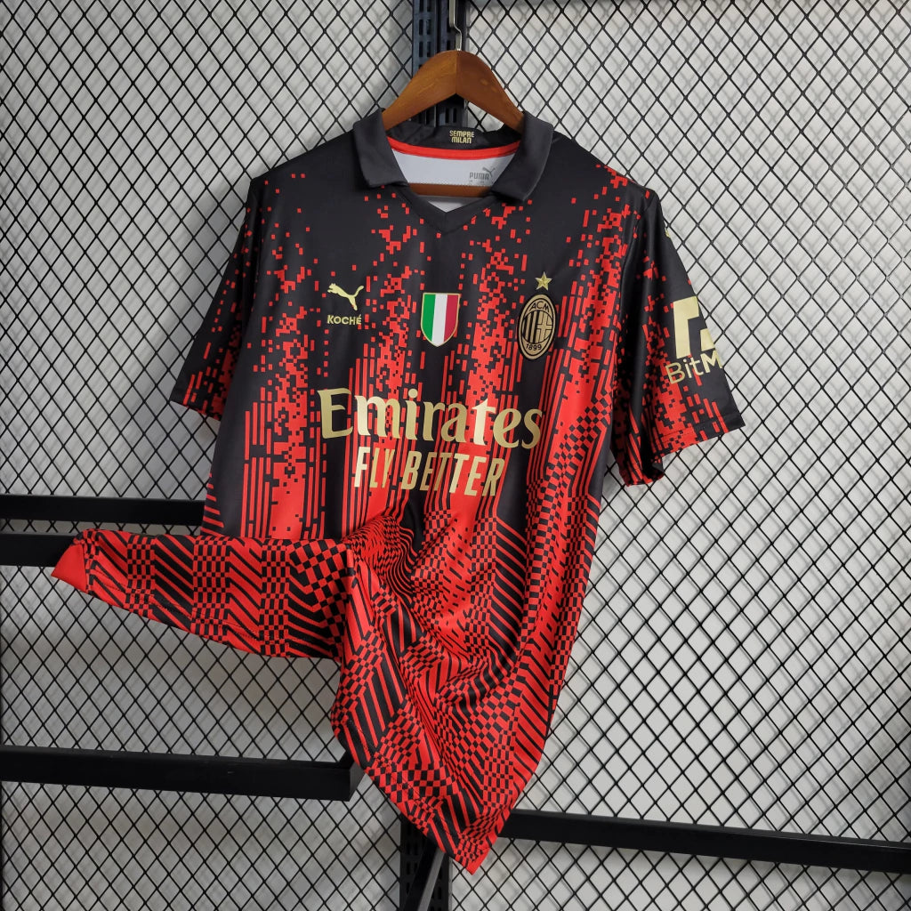 Camisa Puma Milan IV Torcedor 23/24 Masculino Vermelho e Preto