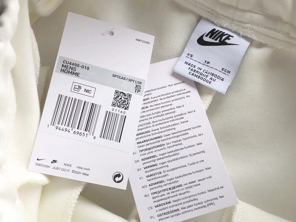 Conjunto Nike Tech Fleece Branco Zíper Longo