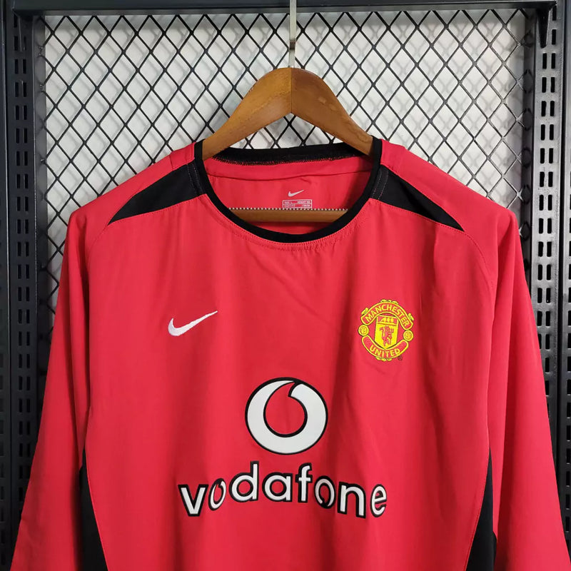 Camisa Retrô Manchester United Manga Longa Nike 2004/06 Masculino Vermelho