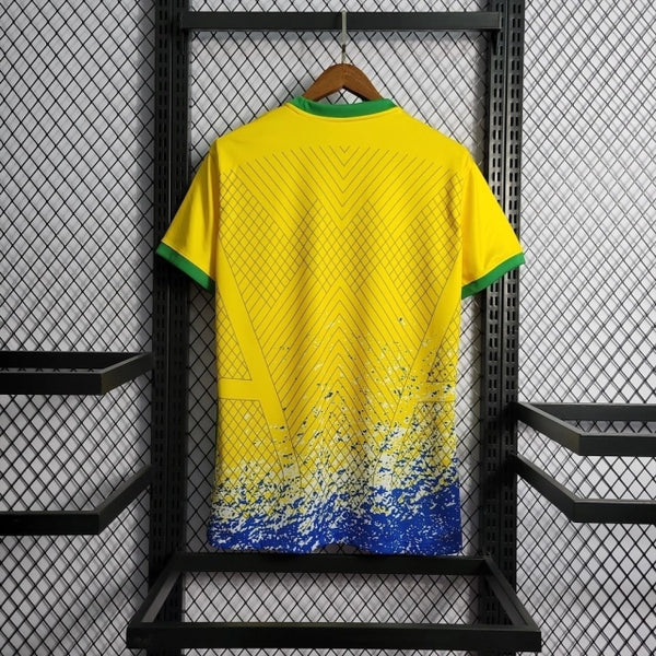 Camisa Seleção Brasileira Edição Especial Onda Azul Nike Masculino Amarelo