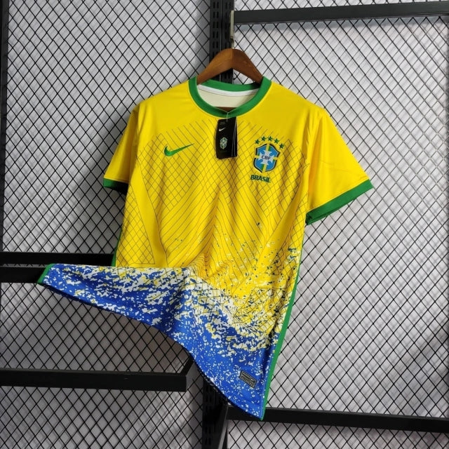 Camisa Seleção Brasileira Edição Especial Onda Azul Nike Masculino Amarelo