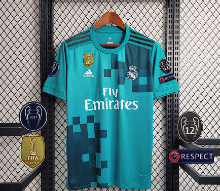 Camisa Retrô Real Madrid II Away Adidas 2017/18 Masculino Azul