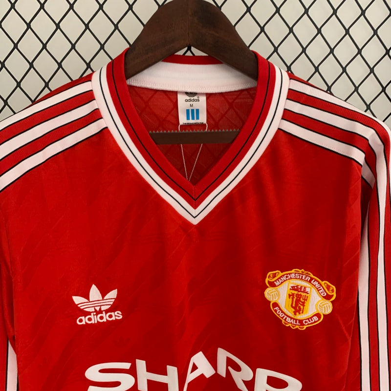Camisa Retro Manchester United Manga Longa - 86/88 Vermelho