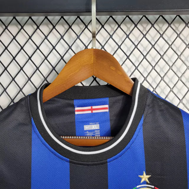 Camisa Retrô Inter de Milão I Home 2009/10 Masculino Azul e Preto