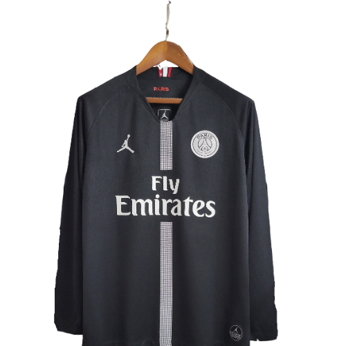 Camisa Black Air Jordan Psg Retrô Manga Longa - 2018- Preta