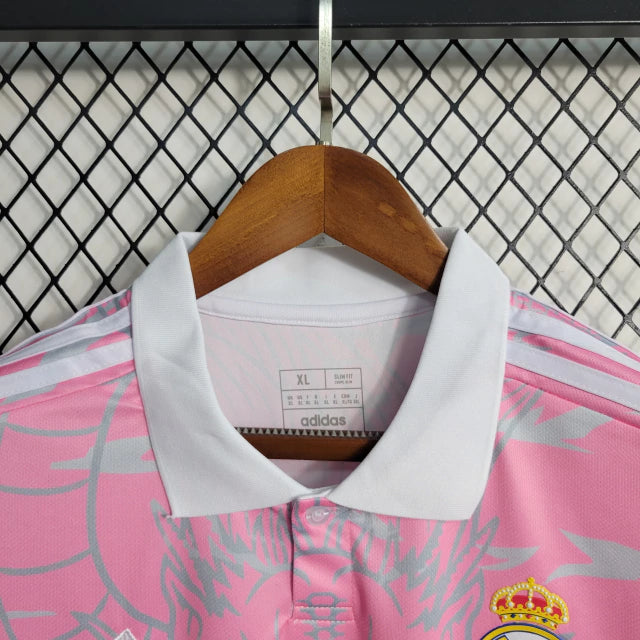 Camisa Real Madrid Dragon Pink Adidas Torcedor 2023/24 Rosa