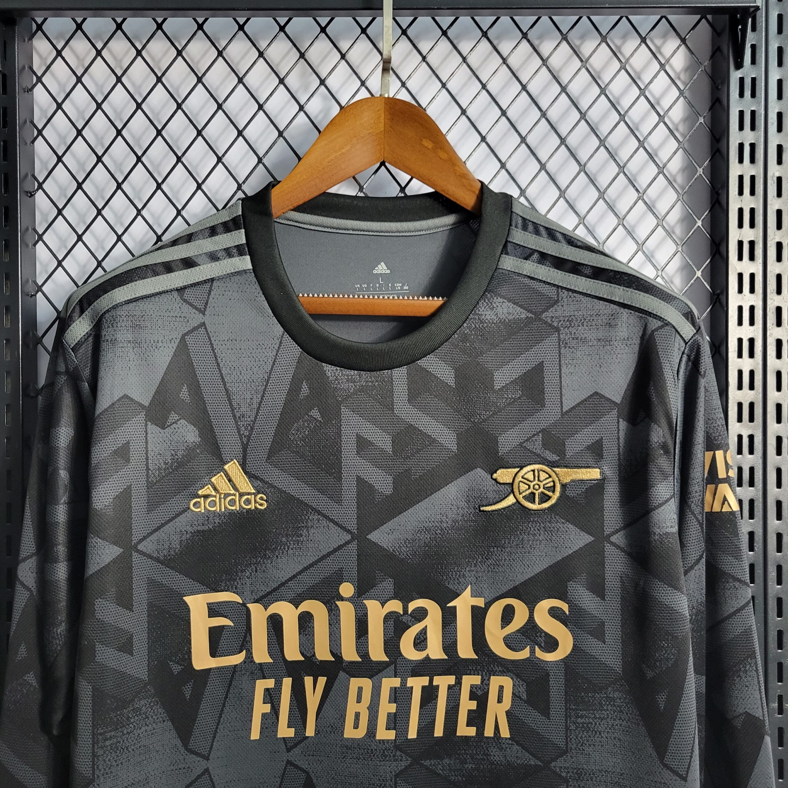 Camisa Arsenal II Adidas Torcedor 22/23 Manga Longa Preto