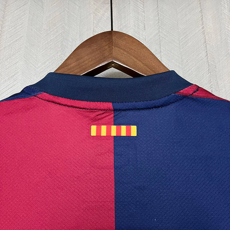 Camisa Barcelona I Home Nike Torcedor 2024/25 Masculino Azul e Grená