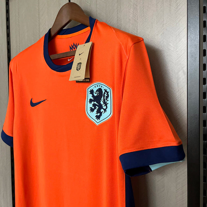 Camisa Holanda I Home Nike Torcedor 2024/25 Masculino Laranja