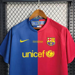 Camisa Retrô Barcelona I Home Nike 2008/09 UEFA Champions League Azul e Grená